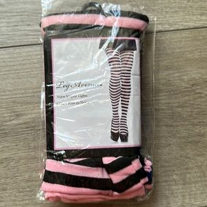 Collant Rayé Nylon Leg Avenue – Noir/Rouge Sexy – Taille Unique